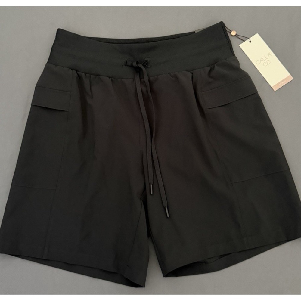 CALIA Shorts Womens Size XS‎ Black Cargo Mid Rise Relaxed Fit Elastic Waist NEW!